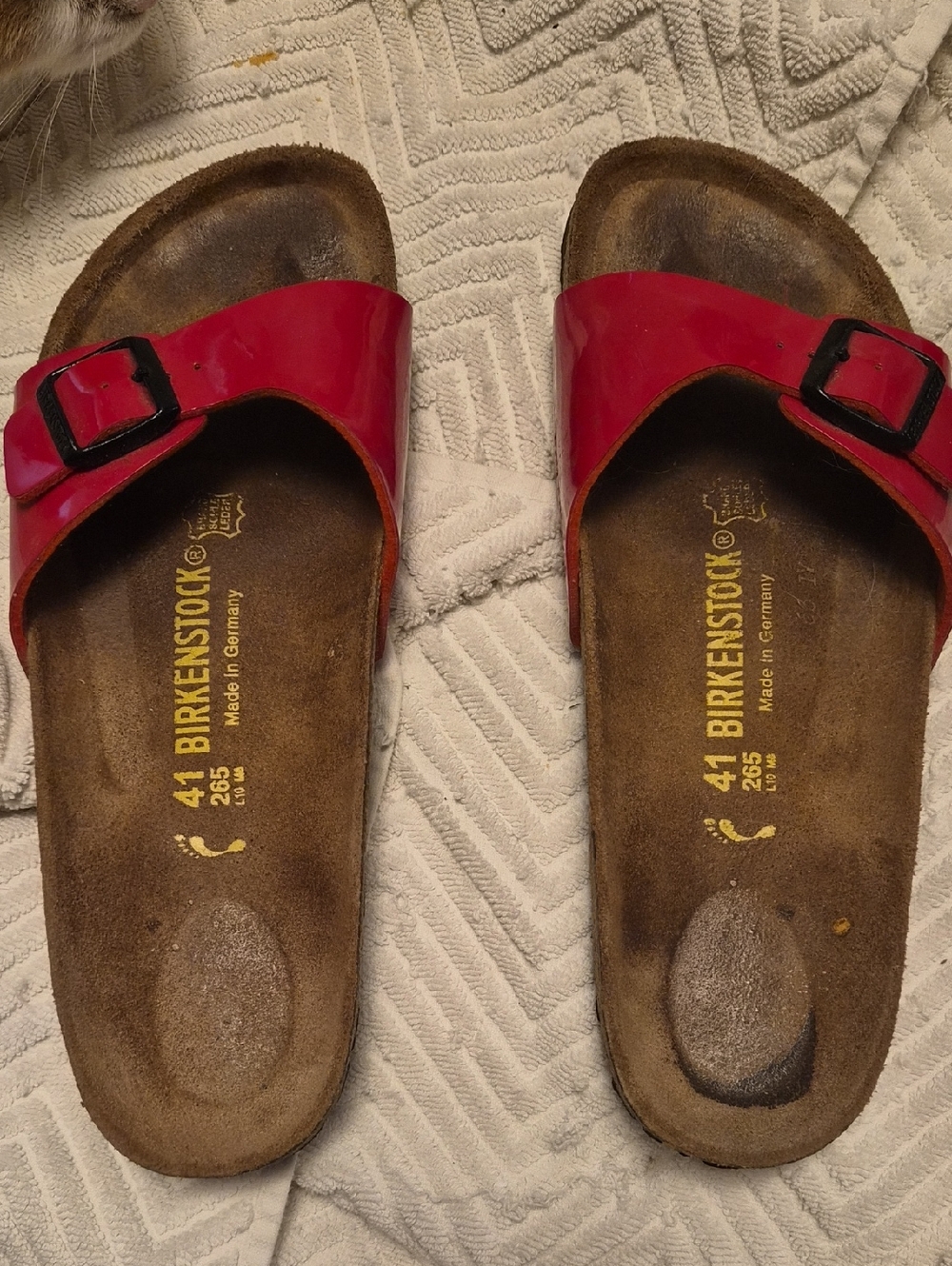 Birkenstock Red Patent Single-Strap Sandals